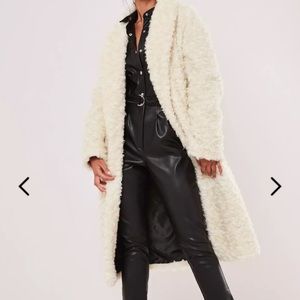 Missguided Petite Cream Curly Coat